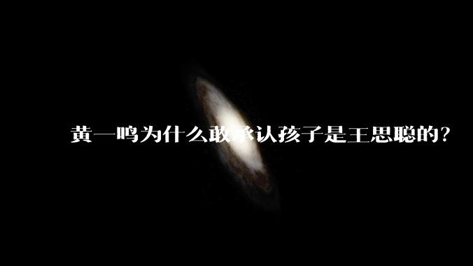 黄一鸣为什么敢承认孩子是王思聪的？